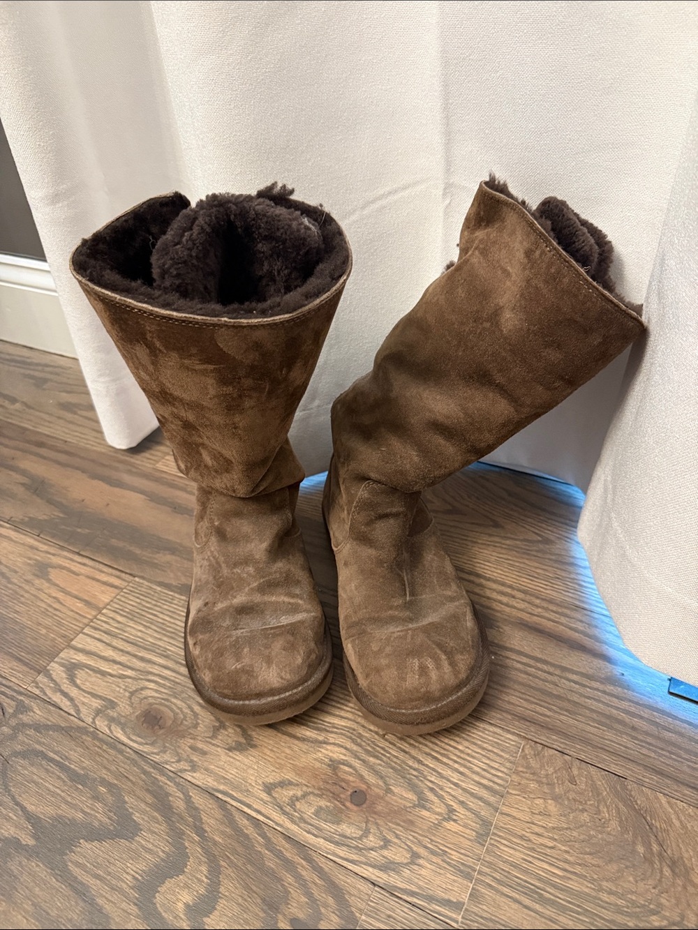 UGG Brown Suede Shearling-Lined Winter Boots